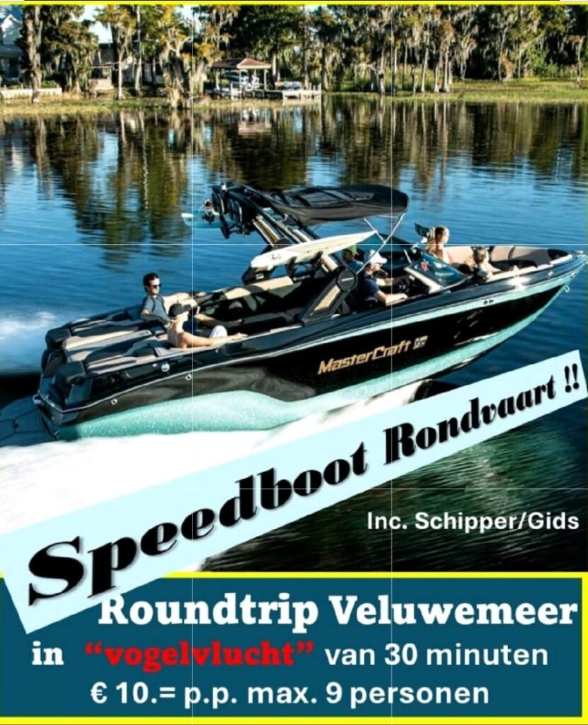 Speedboot rondvaart bij Waterski en Wakeboard School De Harder in Biddinghuizen aan het Veluwemeer